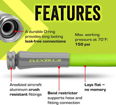 Flexzilla Garden Hose, Lightweight All-Weather Water Hose, Durable and Flexible, Leak-Free Connections